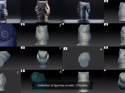 Collection of figurines of owls