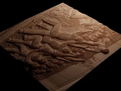 The Fall Of The Berlin Wall Sandcasting Bas High Relief CNC 3D print model