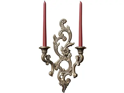 Gothic Victorian Bronze Wall Lamp Sconce Candle holder  3D model