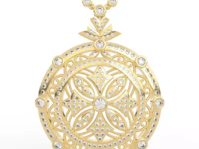 Luxury Round Diamond Statement Pendant 3D print model