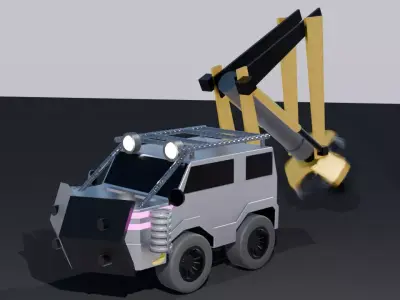 Epic Drill Car Armored Version Low-poly 3D model