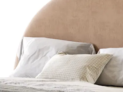 Desirae Flannelette Round Shaped Headboard Bed Frame King 3D model