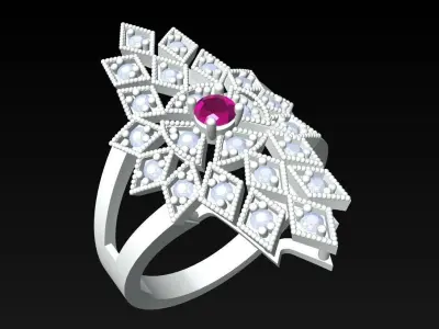 Diamond Ring - Womens Rings - N2324 3D print model