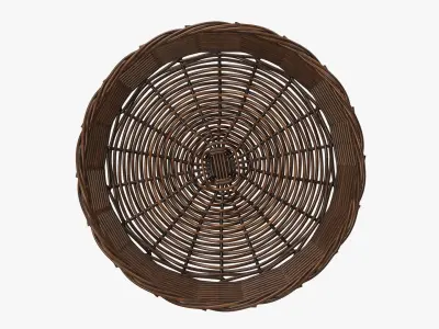Wicker basket round dark brown 3D model