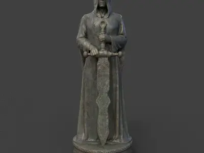 Low poly Warrior Statue 220519 Low-poly 3D model