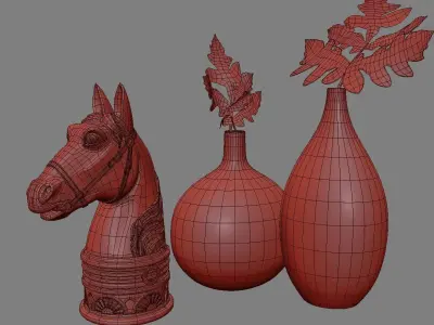 Decoration set horse head wall art 3D model