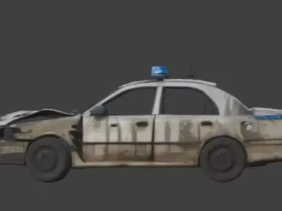 Wrecked Police Cruiser Post Apocalyptic 3D Model Low-poly 3D model