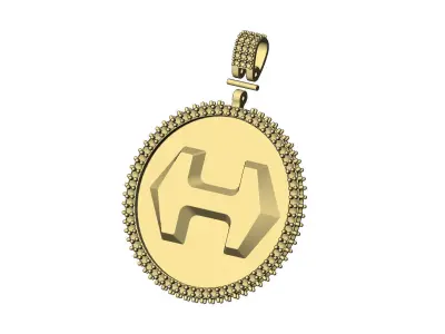Iced 40mm Super H Hermes Diamond pendant 3D print model