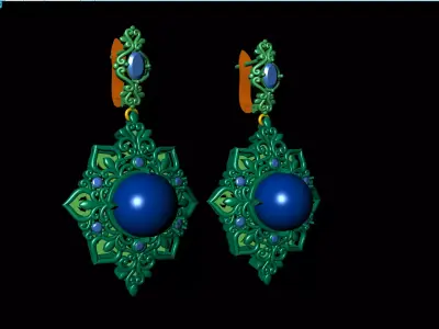 jewelry pair of earrings with stones Free 3D model
