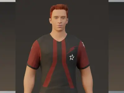 Football Player game ready character  Low-poly 3D model
