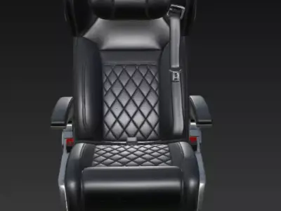 Luxury Car Seat Black Leather Reclining Chair 3D model