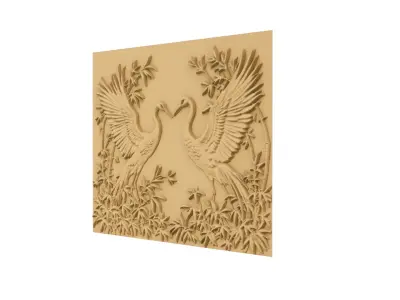 modern panel wall decor set wall relief mural CNC 131 3D model