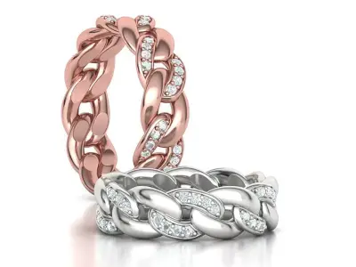 DIAMOND Cuban Link Heavy Chain Ring 7mm Wide 10US Size 3dmodel 3D print model