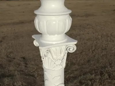 Column with non-classic corinthian order with floral motifs 3D model
