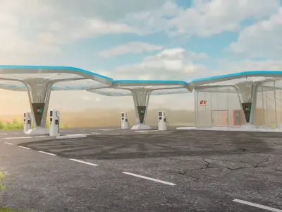 Electric Vehicle Charging Station 4 3D model