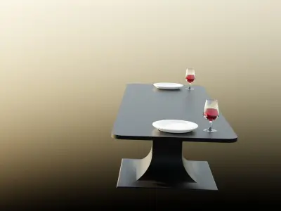 Table with two glasses 3D model