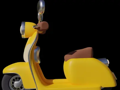 Stylized Vespa motorcycle in cartoon style 3D model