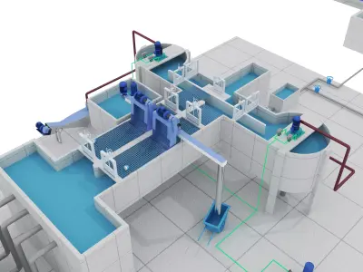 Water Waste and Sewage Treatment Plant system 05 3D model