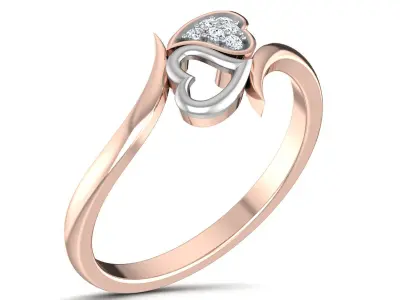 5 Heart Valentine Love Women Diamond Ring 3dm render details 3D Model Pack