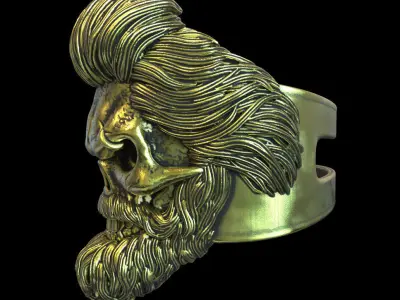 Skull ring jewelry with beard vol1 jewelry 3D print model