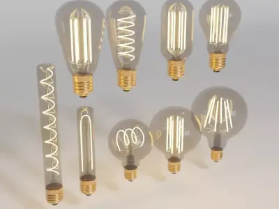 industrial light led bulb collection 3D model