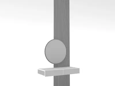 The modern decorative bathroom mirror and sink Low-poly 3D model