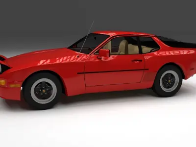 Early Porsche 944  with interior 3D model