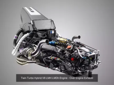 Twin Turbo Hybrid V8 LMH LMDh Engine - Exhaust Layout Pack