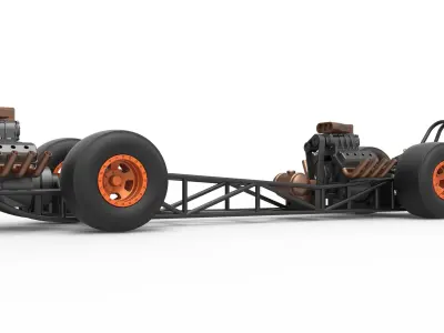 Front engine AWD dragster Scale 1 to 25 3D print model