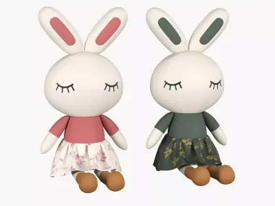 Stuffed Animal Bunny Rabbit Doll 3D model