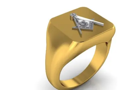 Creative men Signet Masonic ring Plain  hotstyle 3D print model 3D print model