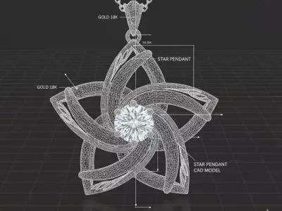 Eternal Star Blossom Pendant  Luxury Gold Diamond Floral Design 3D print model