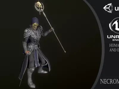 Necromancer knight Low-poly 3D model