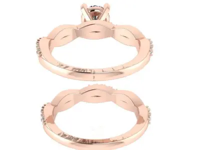 Peg Setting Twisted Ring With Band 2502 3D print model