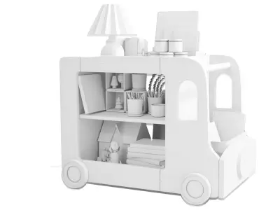 Children car with toys and books 3D model