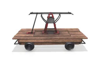 Old Railway Handcar Low-poly PBR Low-poly 3D model