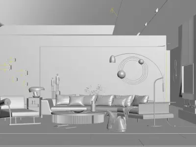 Living Room Interior Scene 6 3D model