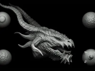 Zbrush Blender - 40 Scales and Skins Brushes 3D model