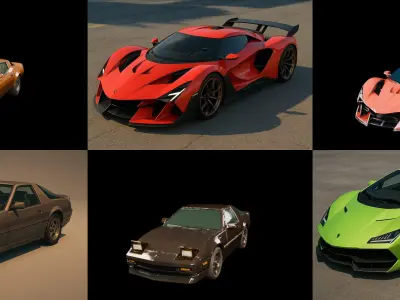 Sport Car bundle 6 pack 100 glb 3D model