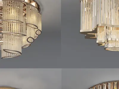 combination style European ceiling crystal 3D model