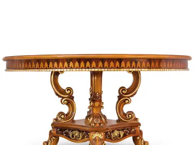 Bespoke walnut inlaid round table in radica  3D model