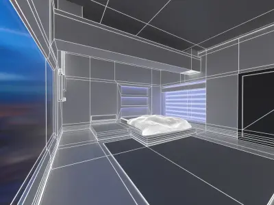 Neon Bedroom Low-poly 3D model