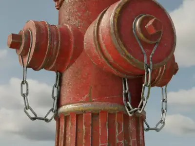 Fire hydrant realistic 2K textures Low-poly 3D model