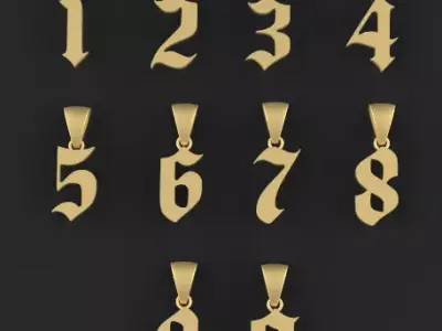 number pendant necklace 3D print model