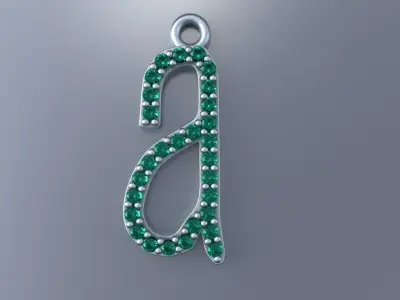 Diamond Lower Case A Pendant Gold Silver Platinum Jewelry 3D print model