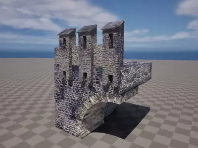UE5 assets Medieval stone bridge small Free low-poly 3D model