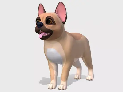 Cartoon Dog - French Bulldog Low-poly 3D model
