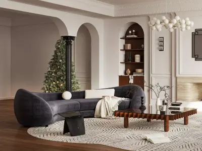 French Eclectic Vintage Living Room 3D model  3D model