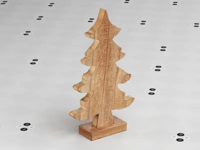 Christmas Tree Stylized Wooden Decation Low-poly 3D model