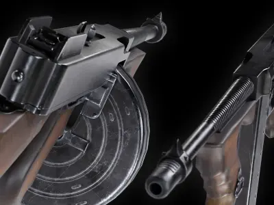VR Ready Tommy Gun Low Poly Low-poly 3D model